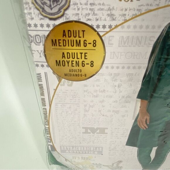 Warner Bros Green Slytherin Halloween Costume Adult 6-8 - Picture 2 of 4